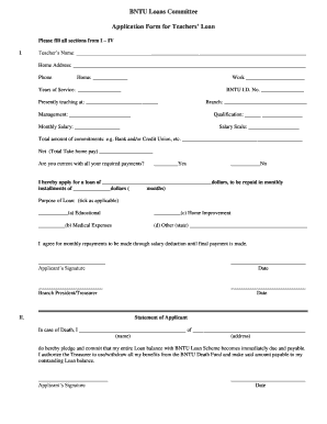 Bntu Loan Form