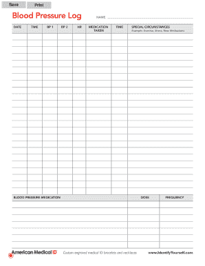  Medical Blood Pressure Log 2010