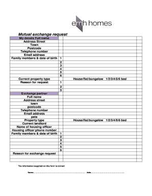 Mutual Exchange Request Emh Homes Emhhomes Org  Form