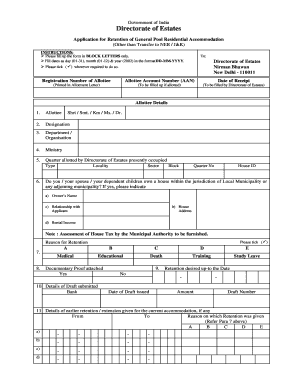 Application for Retention of Quarter  Form