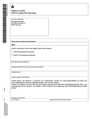 Widerruf Eines SEPA Lastschrift Mandats Sparkasse Bamberg  Form