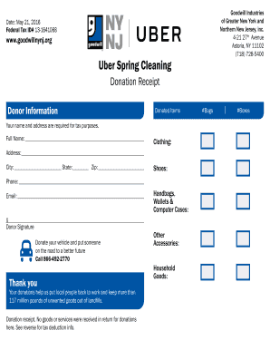 Goodwill Donation Receipt  Form