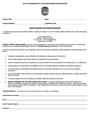 Redwood City Special Inspection Form