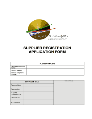 Supplier Registration BFormb Dr Ruth Segomotsi Mompati Drrsmompatidm Gov