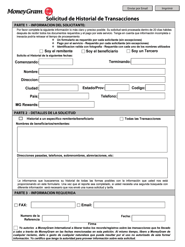 Historical Request Form Instructions MoneyGram