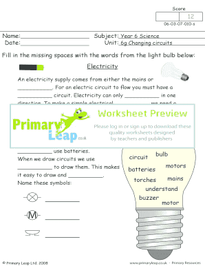 Year 6 Science Worksheets  Form