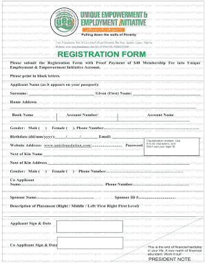 Unic Foundation  Form