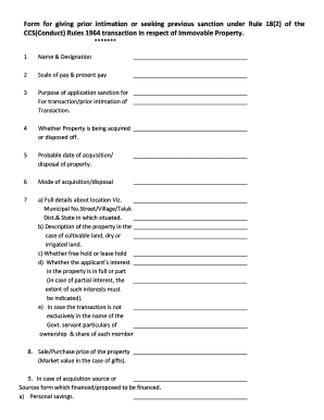 Form 18 2 Immovable Property in Word Format