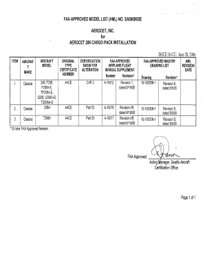 Cessna 206H Model, Pod Installation Document Aerocet  Form