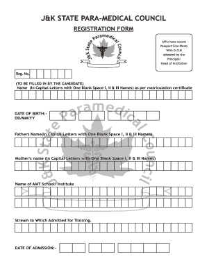 J K State Paramedical Council Registration Online  Form