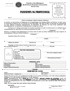 Panunumpa Ng Propesyonal Sample Filled Up  Form