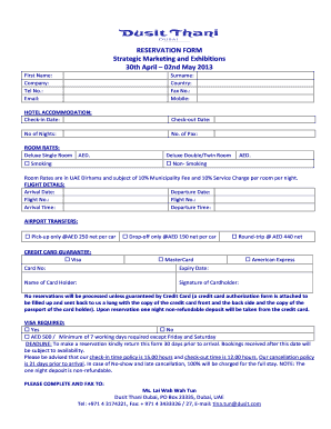 Sample of Hotel Reservation Form