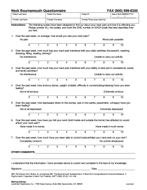 Neck Bournemouth Questionnaire  Form