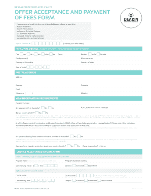 Australia Acceptance Form