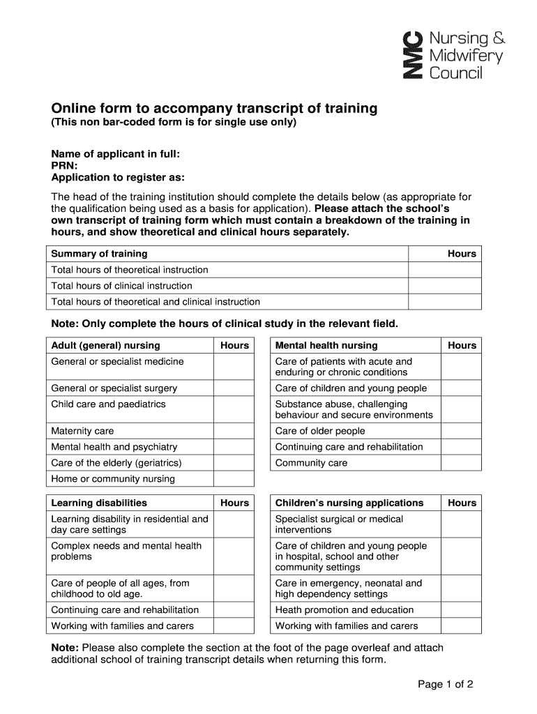 Os Form to Accompany Transcript of Training