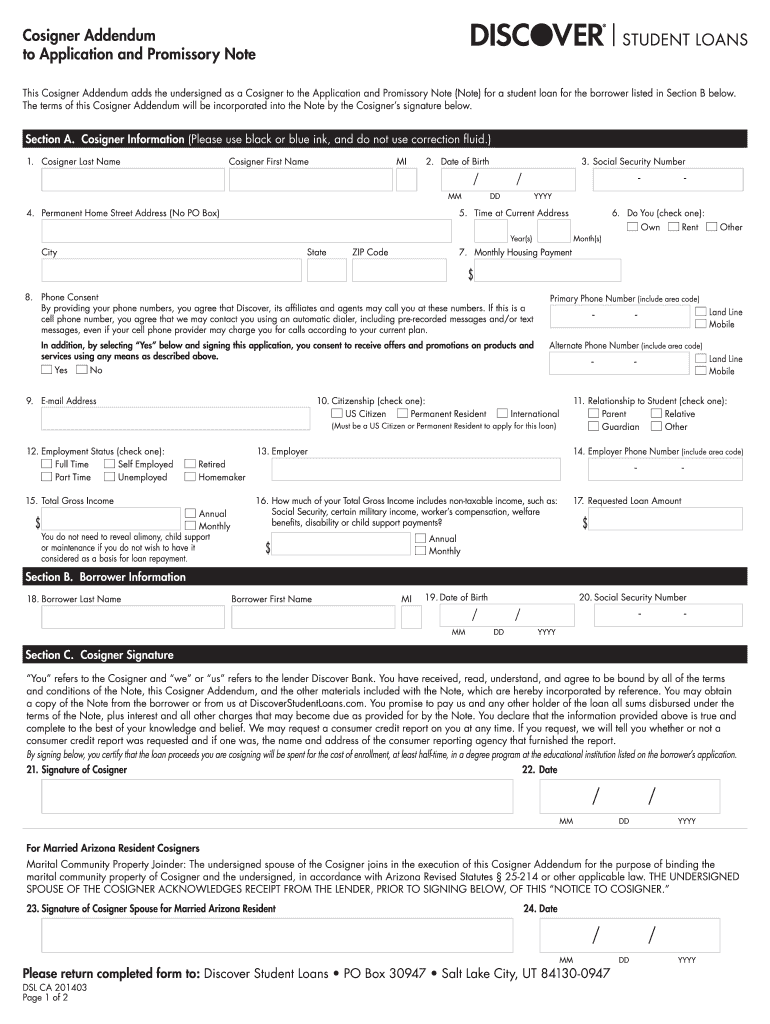 Cosigner Addendum  Form