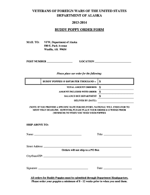 Vfw Buddy Poppy Order Form