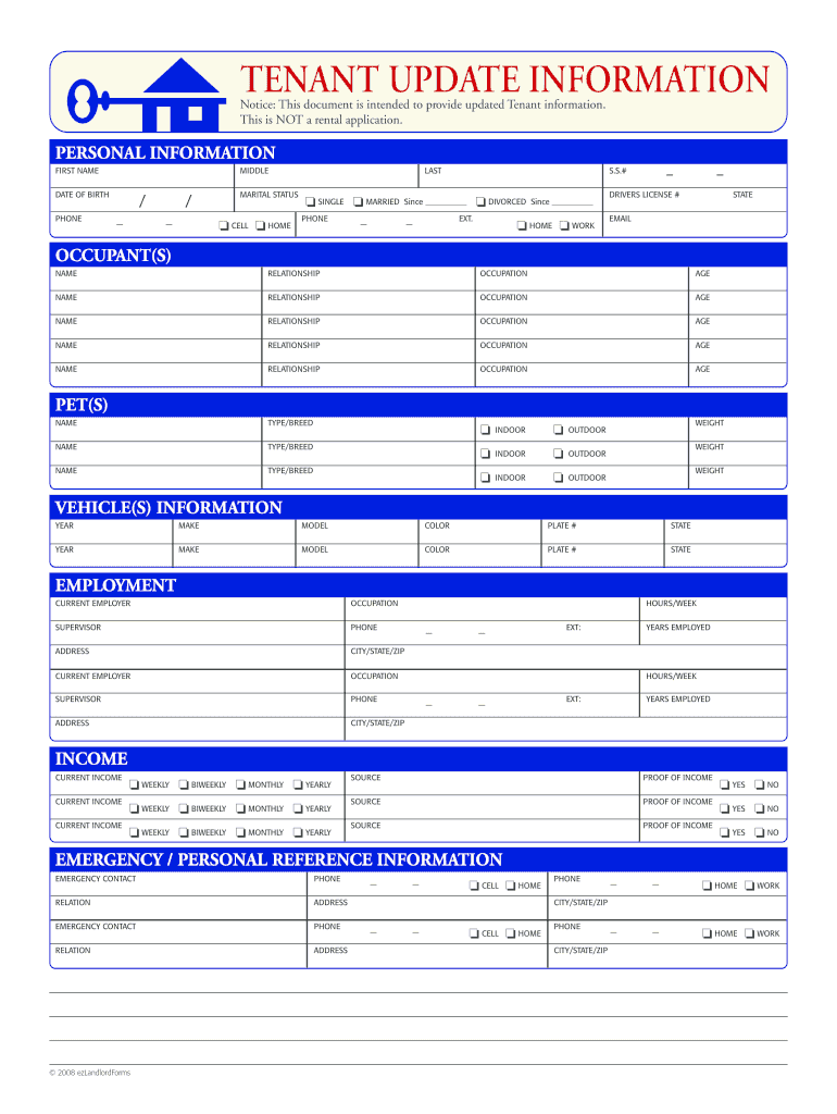 Tenant Update Form