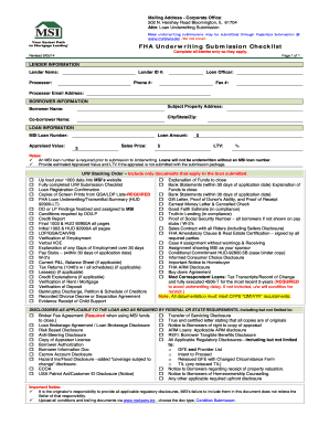  Underwriting Checklist Template 2014