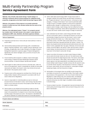 Multi Family Partnership Program Service Agreement Form