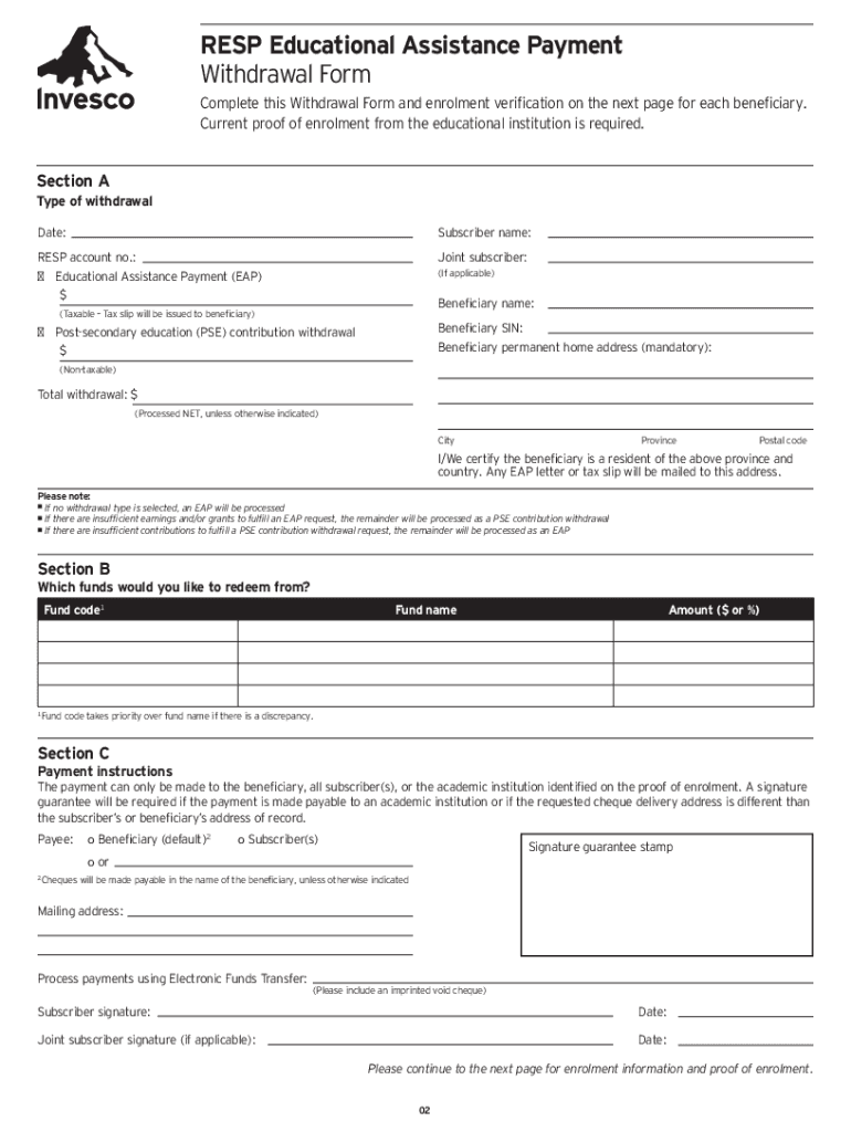 Invesco Resp Withdrawal Form