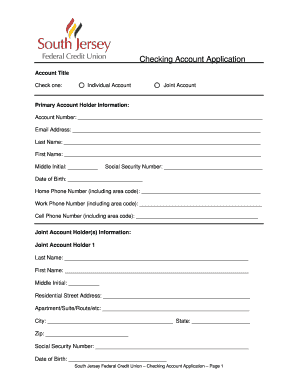 Checking Account Application DOC  Form