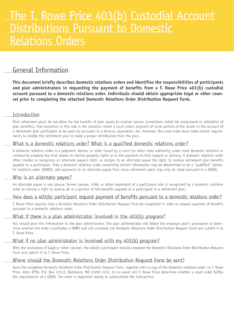 T Rowe Price Qdro  Form