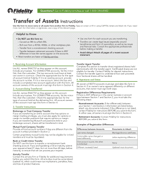 Fidelity Transfer of Assets Form PDF