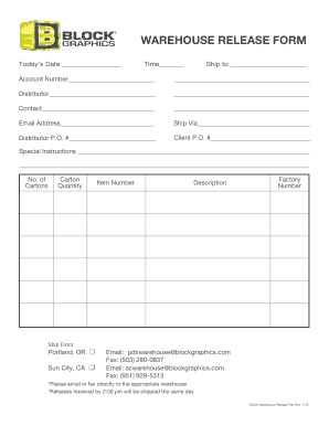 Warehouse Release Form Template