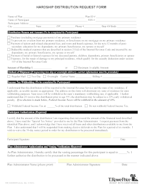 T Rowe Price Hardship Withdrawal Form