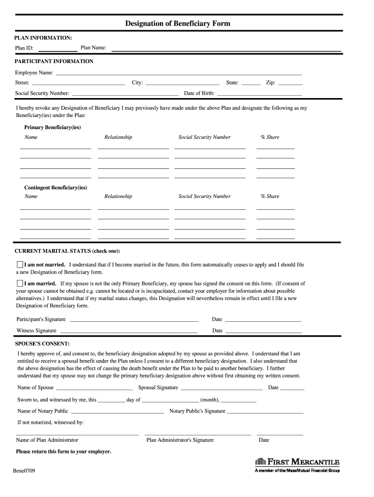  Designation of Beneficiary Form PDF Sunwest Pensions 2009-2024