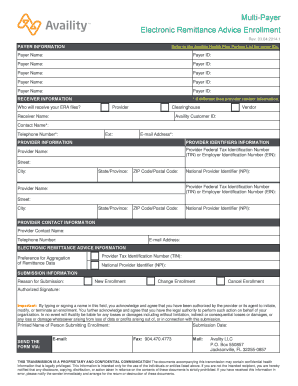 Availity Multi Payer ERA Enrollment Form