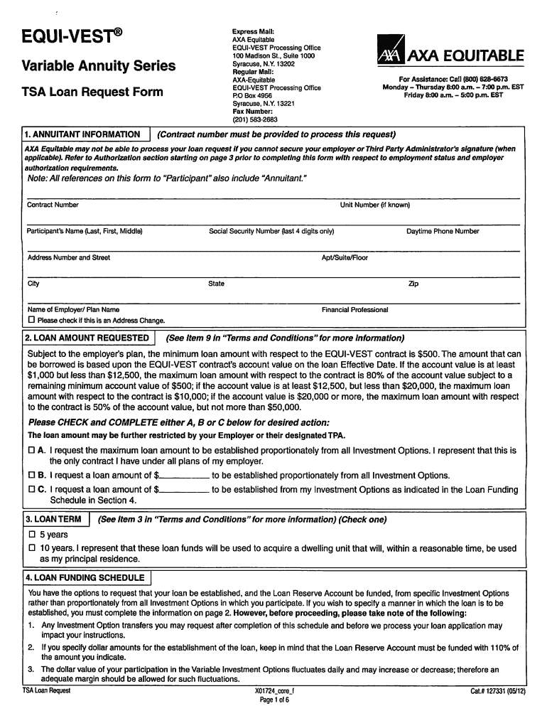 Axa Loan Application  Form