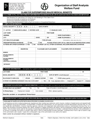 Superimposed Major Medical Claim Form OSAunion Osaunion