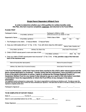 Affidavit of Dependent Parents Form