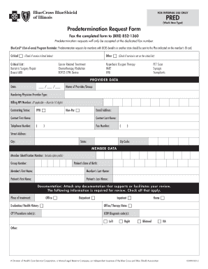 Bcbs of Illinois Predetermination Form