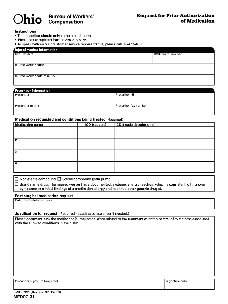  MEDCO 31  Request for Prior Authorization of Medication Form 2013