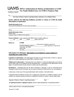 FMLA HIPAA Authorization Form