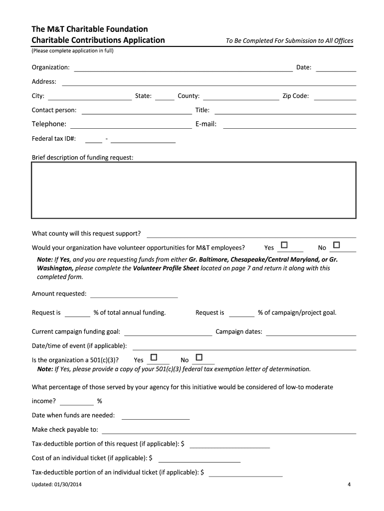 M T Charitable Foundation  Form
