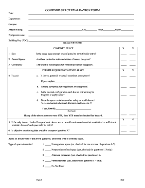 Confined Space Evaluation Form