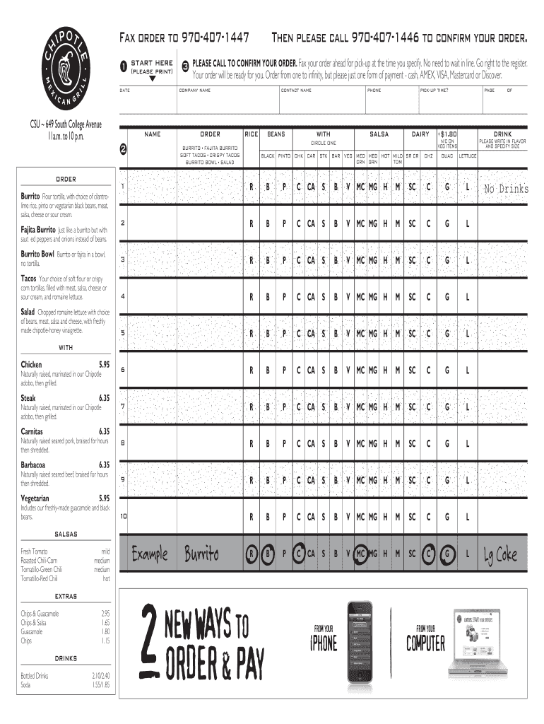 Chipotle Order Form