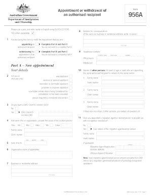 Appointment or Withdrawal of an Authorised Recipient  Form