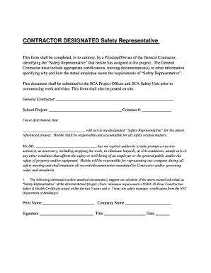 Designated Safety Representative Form