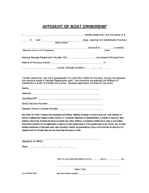 Get and Sign Georgia Affidavit Boat  Form