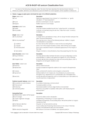 ACR BI RADS US Lexicon Classification Form American Acr