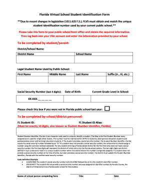 Flvs Student ID  Form