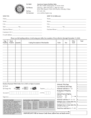 Emblem Sales Order Form