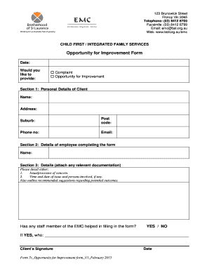 Improvement Form