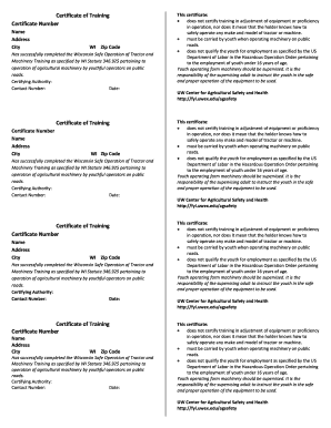 WI Tractor Safety Certificate Fyi Uwex  Form