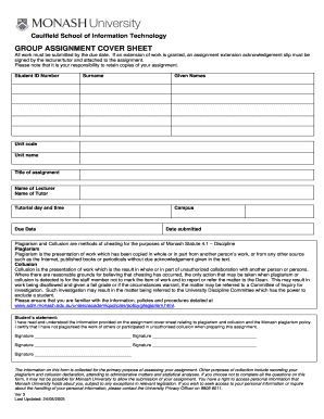  Monash Engineering Cover Sheet 2005-2024